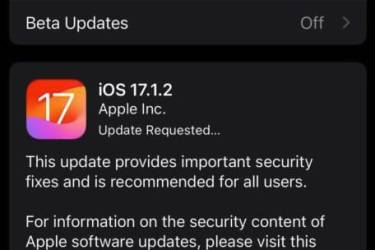 苹果推出 iOS 17.1.2、iPadOS 17.1.2 固件并建议所有用户尽快更新