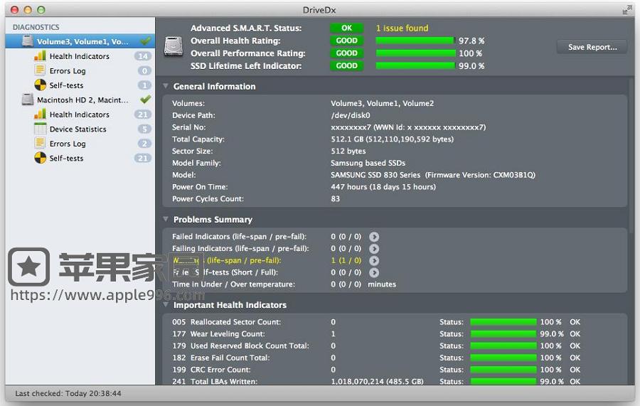 DriveDx : 苹果Mac电脑硬盘检测工具