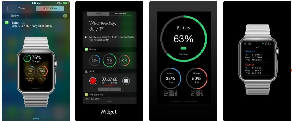 iState - 通过Apple Watch查看iPhone电量、内存、存储空间信息的软件