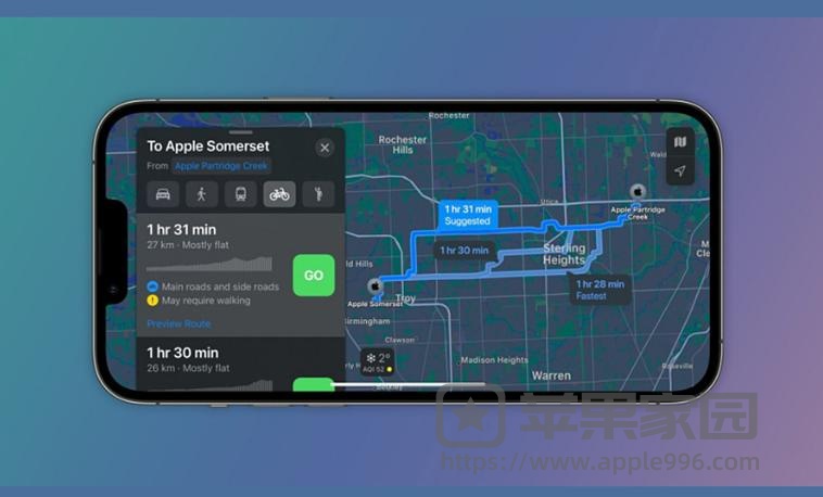 苹果地图为芝加哥、底特律等地加入自行车导航