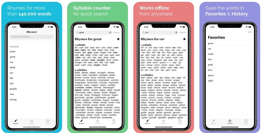  Rhymes!苹果iOS版 - iPhon/iPad饶舌rap押韵查询软件