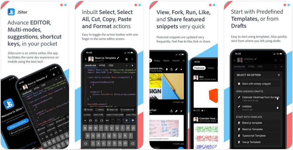 JSitor苹果iOS版 - iPhone/iPad上的JS/HTML/CSS代码编辑器