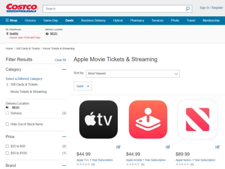 Costco开市客开始以优惠价销售苹果新闻、戏剧和游戏订阅