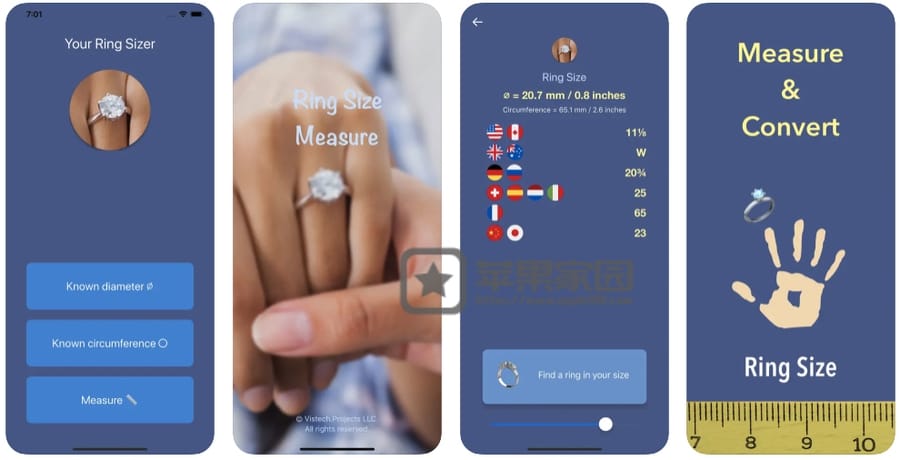 戒指尺寸测量 - 苹果iPhone/iPad戒指尺寸测量和转换软件