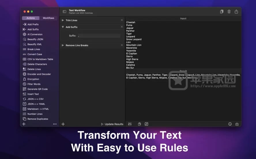 Text Workflow - 苹果Mac文本转换工具