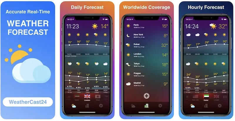WEATHERCAST 24 - iPhone/iPad好用的天气预报APP,获取精准天气预报