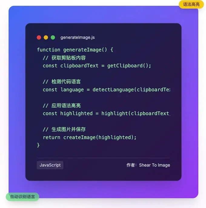 Shear To Image - Mac代码转图片生成器,提升代码分享效率