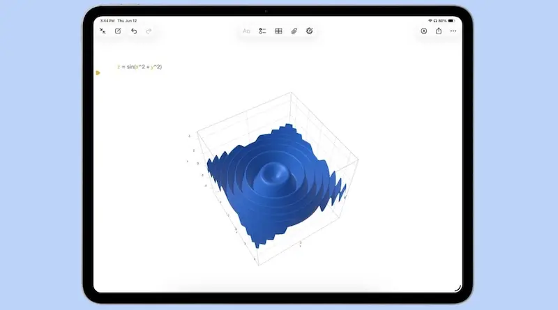 iPadOS 26 新增 Math Notes 3D绘图功能,数学可视化更直观