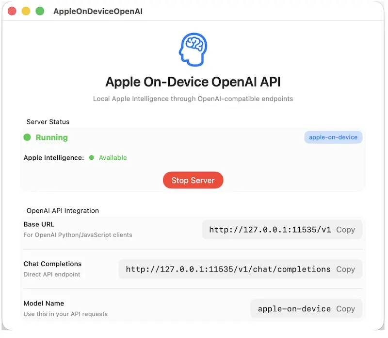 Apple On-Device OpenAI API:在Mac上使用OpenAI兼容的本地AI服务