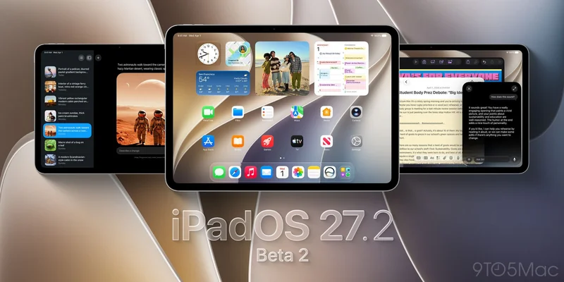 iPad 上的 iPadOS 27.2 Beta 2