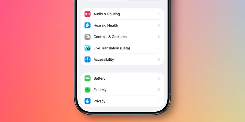 iOS 27 里的 AirPods 设置菜单