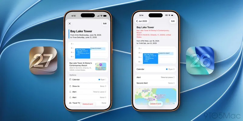 iOS 27 日历事件详情卡片界面