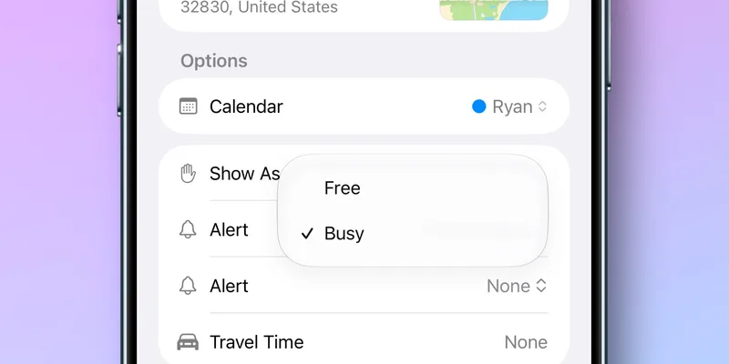 iOS 27 日历忙碌空闲选项