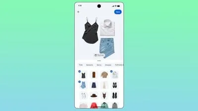 Google Photos 衣柜界面截图,展示穿搭组合与分类浏览