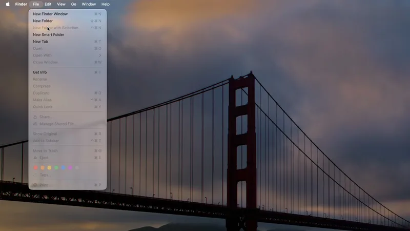 macOS 27 精简后的访达文件菜单