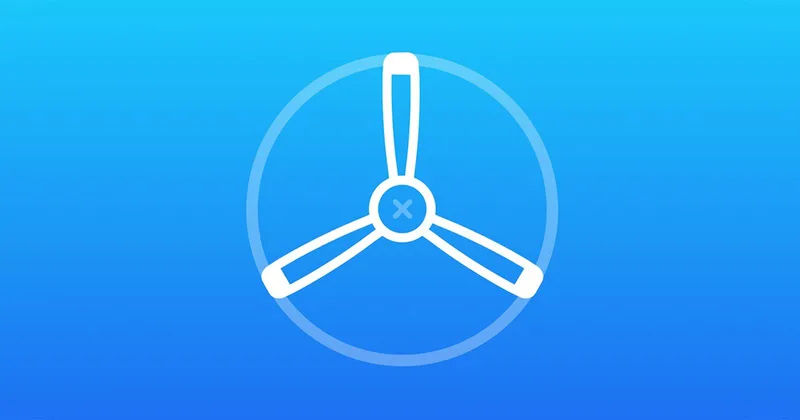 蓝底上的白色 TestFlight 螺旋桨标志