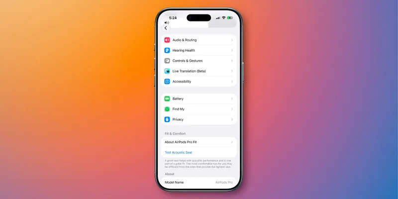 iOS 27 重新设计的 AirPods 设置菜单