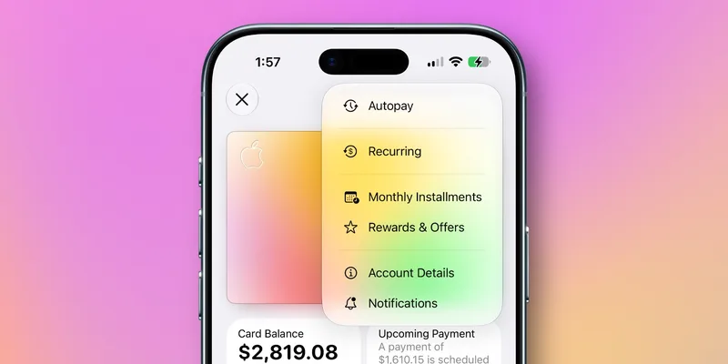 Apple Card 右上角菜单新增 Recurring 入口