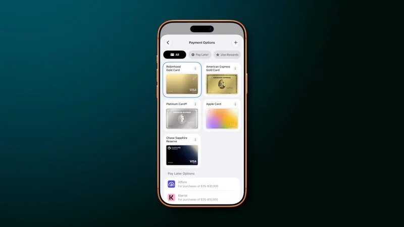 iOS 27 Apple Pay 网格视图，展示所有可用卡片与分期付款选项
