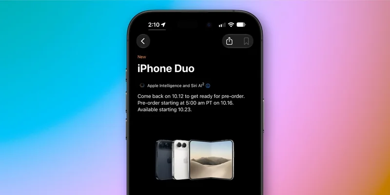 iPhone 端苹果商店页面显示 iPhone Duo 的预购准备与预购时间提示