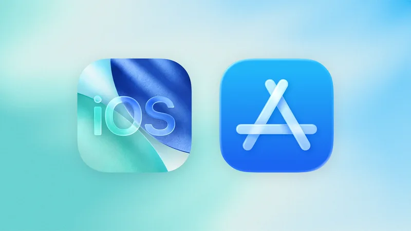 iOS 与 App Store 应用图标,浅蓝绿渐变背景