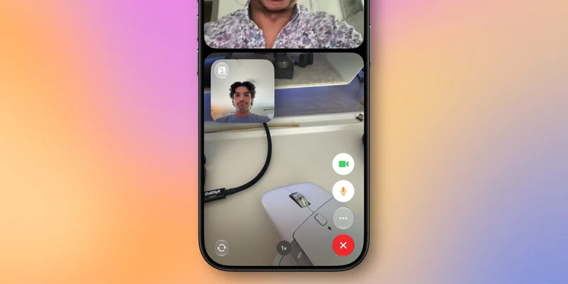 FaceTime 通话中同时显示前置与后置镜头画面的手机截图