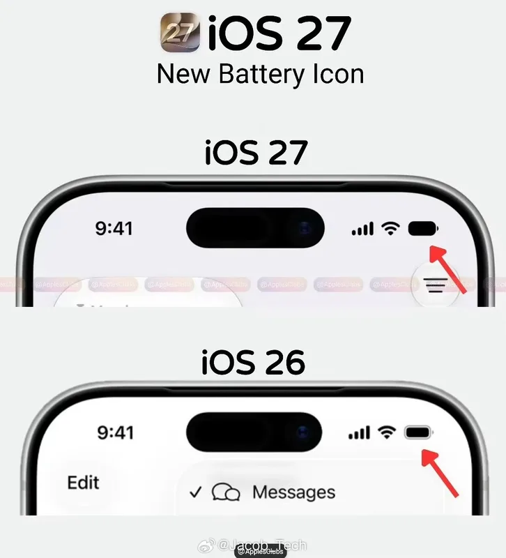 iOS 27 实心电池图标