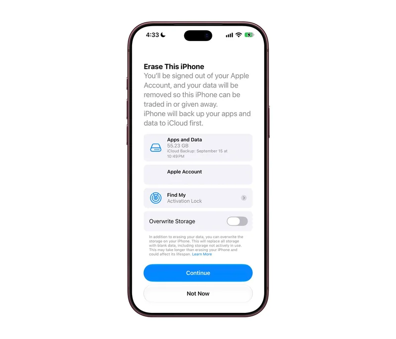iOS 27.2 测试版中抹除选项相关代码截图
