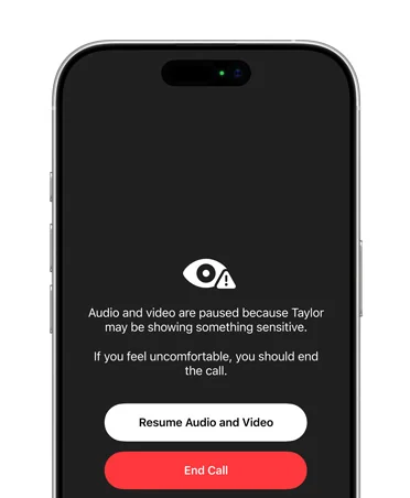 iPhone Communication Safety 敏感内容暂停界面