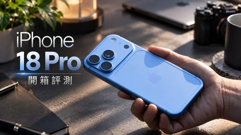 iPhone 18 Pro 开箱评测封面:冰川蓝色机身背面握在手中
