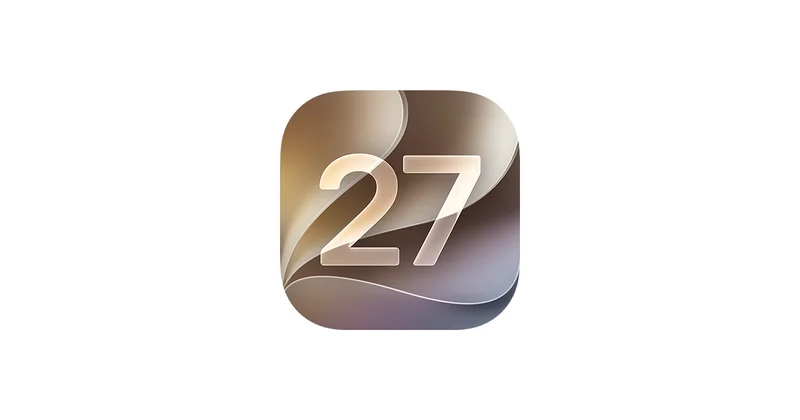 苹果 iPadOS 27 官方系统图标，Liquid Glass 风格的 27 数字标志