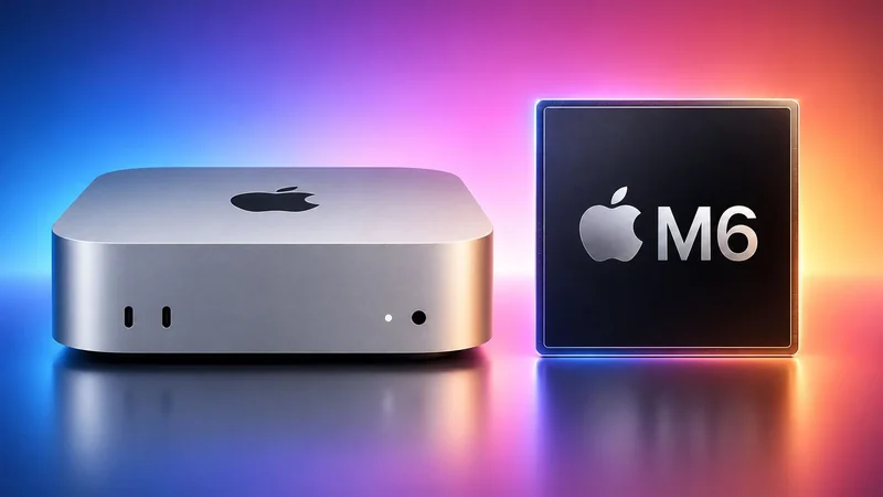 搭载 M6 芯片的新 Mac mini 宣传图