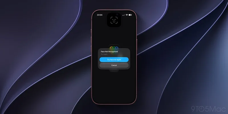 9to5Mac 用手掌遮脸复现 Face ID 验证失败后的卡死界面。图片来源:9to5Mac