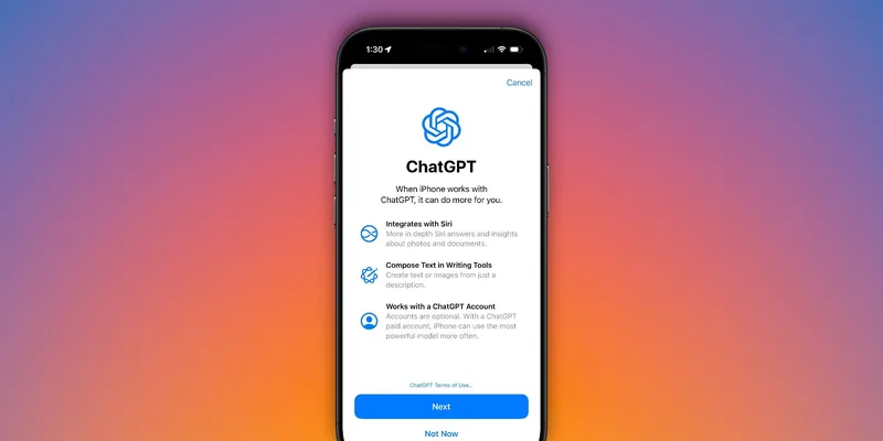 ChatGPT 接入 Siri 需要用户主动开启。图片来源:9to5Mac