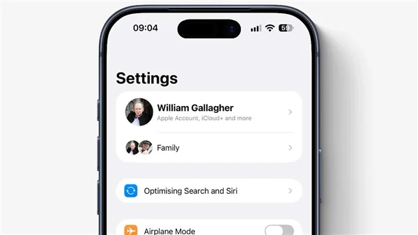 iPhone 设置界面截图，显示 Optimising Search and Siri 选项