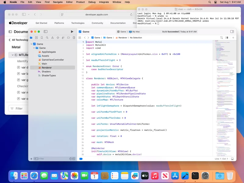Virtual Mac on iPad 截图：iPad 屏幕上运行的 macOS 桌面
