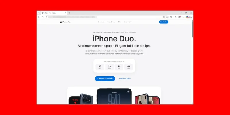假冒 iPhone Duo 预订页面截图