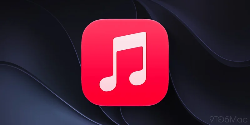 深色背景上的 Apple Music 红色应用图标