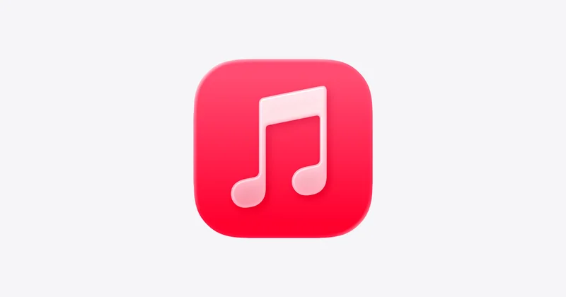 浅色背景上的 Apple Music 立体应用图标,苹果官网主视觉