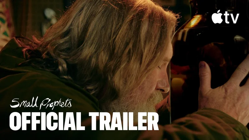 Small Prophets 官方预告片封面画面，Pearce Quigley 饰演的 Michael Sleep 抱着玻璃罐，画面带有 OFFICIAL TRAILER 字样