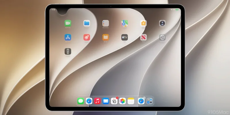 iPad 主屏幕,顶部中央区域用于唤起 Siri AI