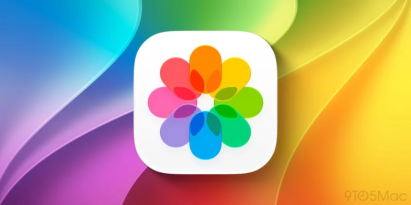 iOS 27 彩色渐变背景上的照片 App 图标