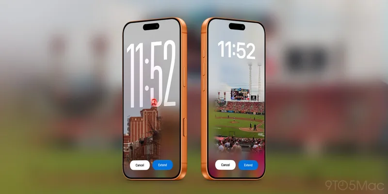 iOS 27 锁屏使用 Extend 扩展照片边缘的界面