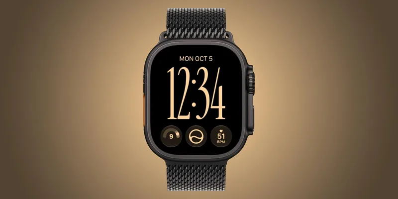 Apple Watch Ultra 4 的 Siri Modular 表盘,显示准备度分数与实时心率复杂功能