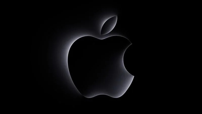苹果活动视觉,黑色背景的 Apple 标志