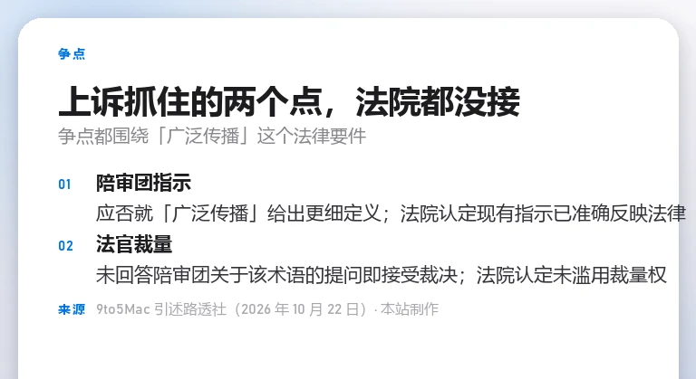 本站自制信息卡：上诉提出的陪审团指示与法官裁量两个争点，以及第九巡回法院的回应