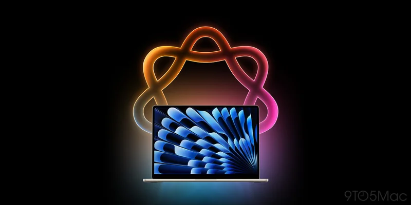 MacBook Air 运行 Apple 智能功能宣传界面