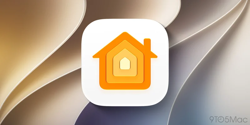 iOS 家庭App 图标，橙色房屋造型置于毛玻璃背景上